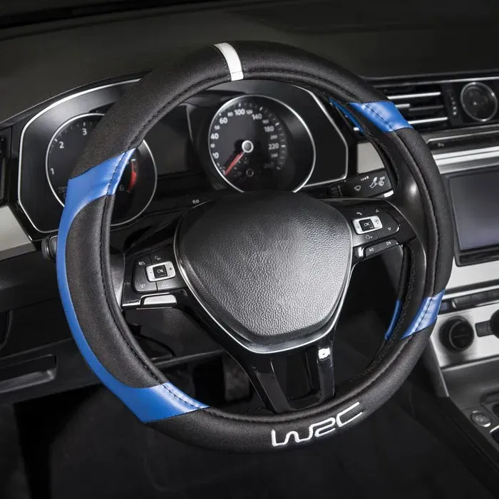 WRC Couvre-volant Blue Race universel pour volant 35-38 cm, antidérapant, protection chaleur et froid