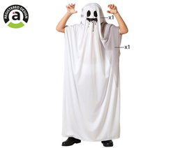 Déguisement Fantôme Blanc avec Capuche pour Enfant Garçon - Costume Halloween - Taille 5-6 Ans - Polyester