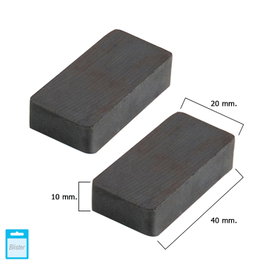 WOLFPACK LINEA PROFESIONAL Aimant Wolfpack ferrite rectangulaire 40x20x10 mm (blister 2 unités)