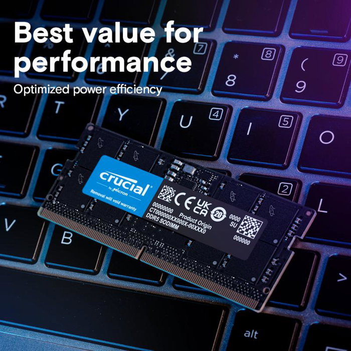 Crucial CT64G56C46S5 - Mémoire RAM 64 Go DDR5 5600 MHz SODIMM pour PC portable (Kit de 2 barrettes de 32 Go)