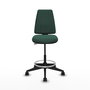 Tabouret Taburete Elche Contact permament de base Tissu Vert foncé Base pyramidale noire Sans accoudoirs Sans appui-tête Roulettes 65mm nylon