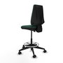 Tabouret Taburete Elche Contact permament de base Tissu Vert foncé Base pyramidale noire Sans accoudoirs Sans appui-tête Roulettes 65mm nylon