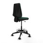Tabouret Taburete Elche Contact permament de base Tissu Vert foncé Base pyramidale noire Sans accoudoirs Sans appui-tête Roulettes 65mm nylon