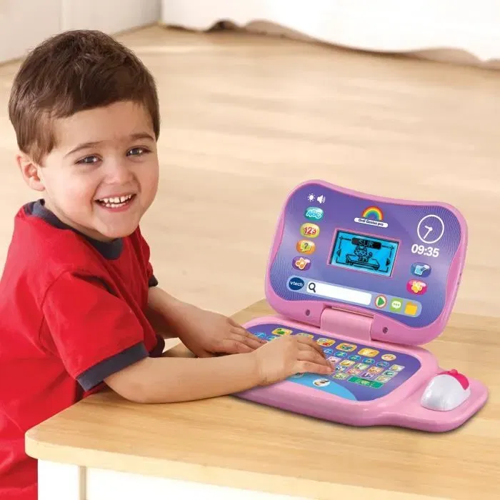 VTech Ordinateur Éducatif Ludo-éducatif Genius Pro Rose - Écran LCD Rétroéclairé, Clavier, Souris et 20 Activités, Pour Enfants de 3 à 7 Ans
