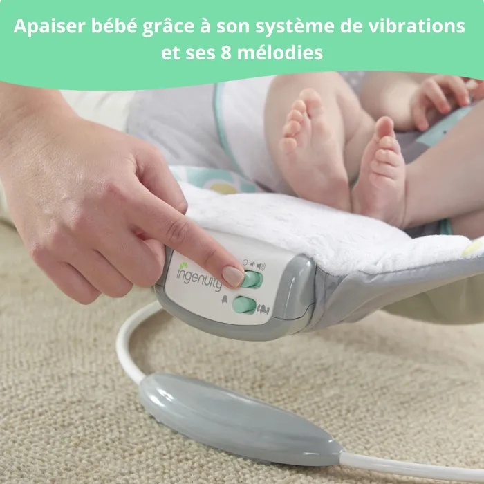 Ingenuity Transat bébé Morrison avec arche d'éveil et jouets amovibles, 8 mélodies et vibrations apaisantes Ingenuity Transat bébé Morrison avec arche d'éveil et jouets amovibles, 8 mélodies et vibrations apaisantes