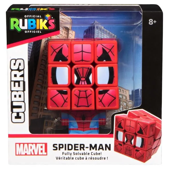 Spin Master Rubik's 3x3 Spiderman Casse-tête pour Enfants dès 8 Ans avec Socle Super Héros