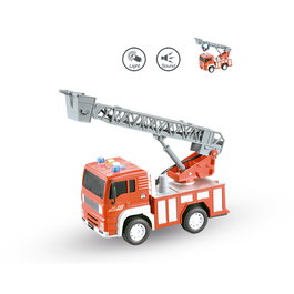 TACHAN Camion de pompiers héros de la ville 1:20 avec lumière et son, friction, pour enfants 3 ans et plus, anglais, français, allemand, italien, portugais, espagnol