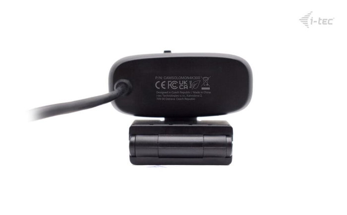 i-tec Solomon 300 Webcam 4K Ultra HD 8.29MP 92° Angle de Vision Large USB Plug & Play pour Streaming et Vidéoconférence Noir