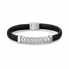 Boss Bracelet en Cuir Noir 17cm