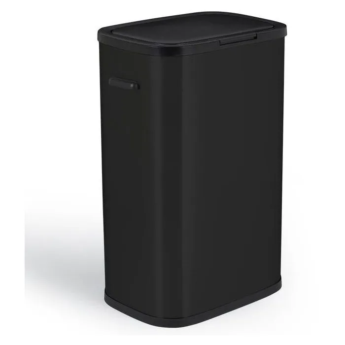 KITCHEN MOVE Poubelle de cuisine Portland 60L avec ouverture par pression - Acier inoxydable noir - Capacité 60 litres