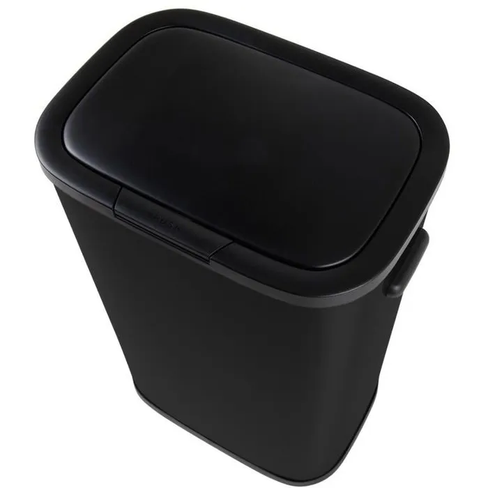 KITCHEN MOVE Poubelle de cuisine Portland 60L avec ouverture par pression - Acier inoxydable noir - Capacité 60 litres