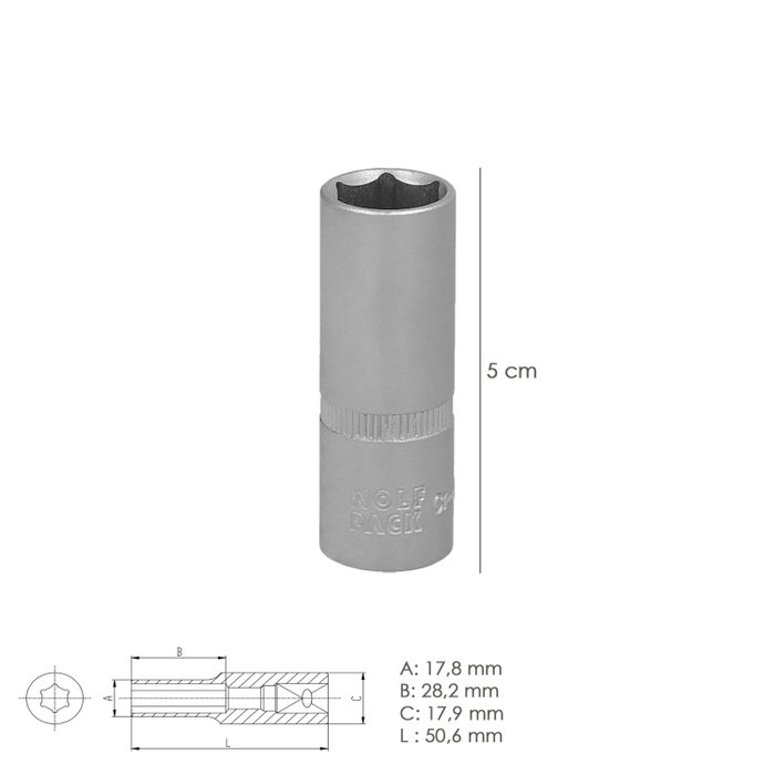 WOLFPACK LINEA PROFESIONAL Douille Hexagonale Longue 13 mm 1/4 pouces