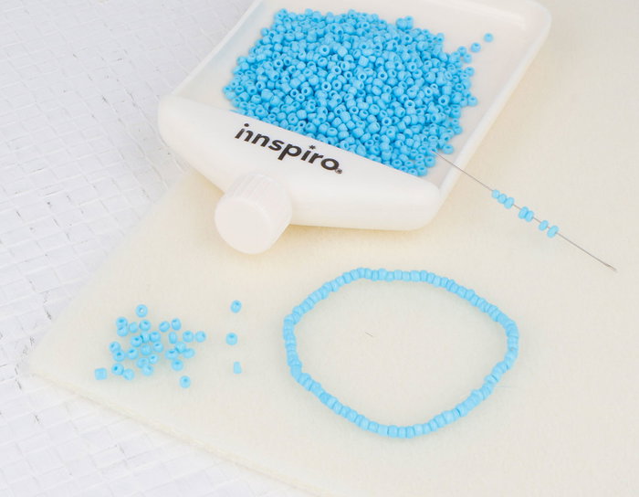 Innspiro Perles de rocaille en verre bleu opaque 2,3 mm 120g