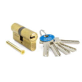 Tesa Cylindre de serrure T65 30x30mm Leva Larga Laitonné 5 Clés Sécurité Antibumping Antitaladro