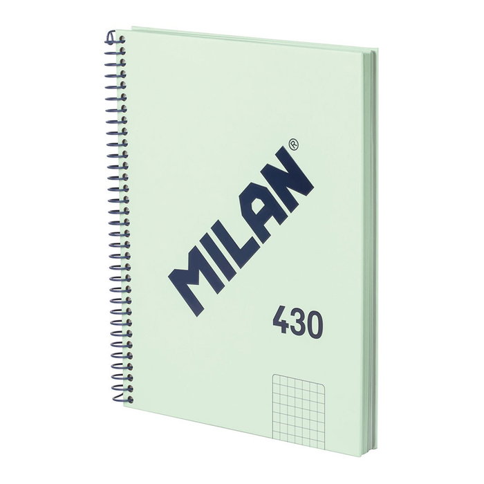 Milan Cahier A5 à spirales vert, 80 feuilles quadrillées, Collection 430 Milan Cahier A5 à spirales vert, 80 feuilles quadrillées, Collection 430