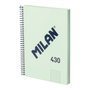Milan Cahier A5 à spirales vert, 80 feuilles quadrillées, Collection 430