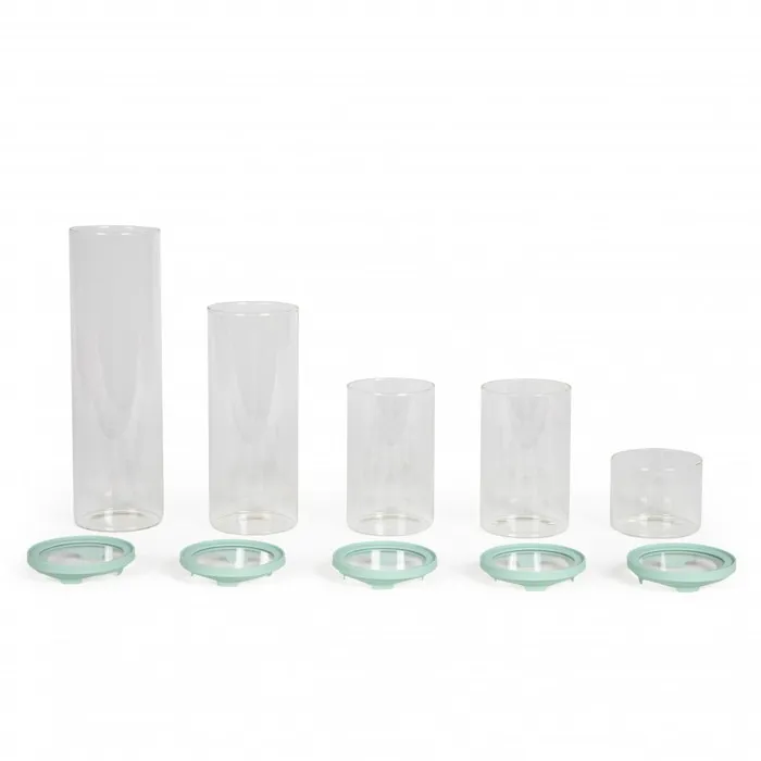 Livoo MEN399 - Set de 5 bocaux de conservation en verre borosilicaté, 450 ml chacun, avec couvercle silicone et verre