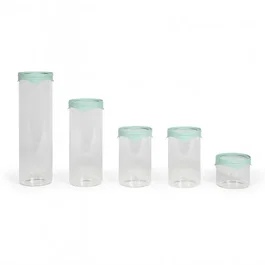 Livoo MEN399 - Set de 5 bocaux de conservation en verre borosilicaté, 450 ml chacun, avec couvercle silicone et verre