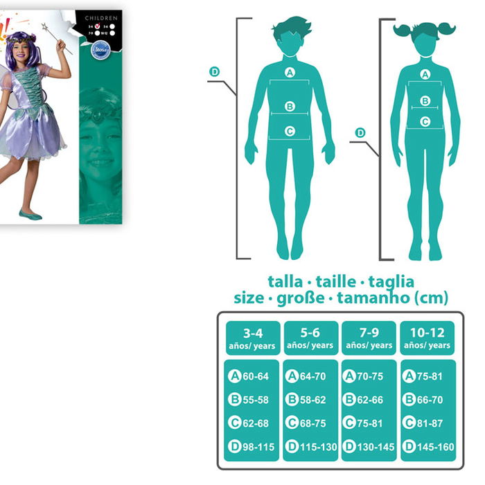 Déguisement de fée pour fille enfant en violet - Taille 5-6 ans - Composé d'une robe et d'un accessoire pour le dos