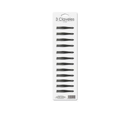 Tres Claveles Pack de 12 pinces larges noires 8 cm