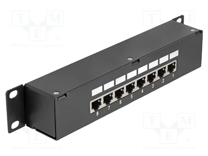 DELOCK Panneau de brassage RJ45 Cat 6, 8 ports, noir
