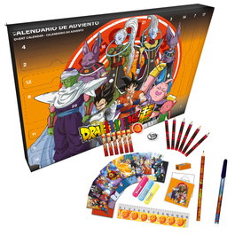 CYP BRANDS Calendrier de l'Avent Dragon Ball - Version Espagnole - Cadeaux et Décorations Inclus (Stickers, Bracelet, Peintures) - Boîte de 38 x 5 x 27 cm