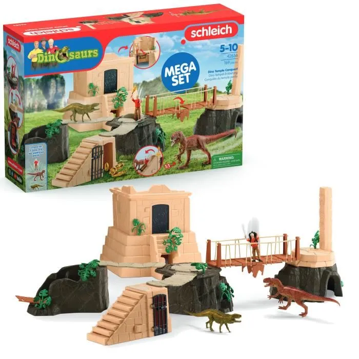 Schleich 42656 Dinosaurs - Grande conquête du temple perdu, Playset avec figurines, pour enfants dès 4 ans
