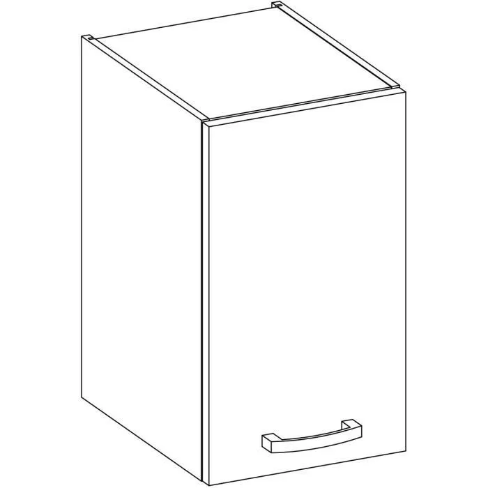 Lassen - Meuble haut de cuisine 1 porte battante - Finition gris mat - Dimensions L 40 x P 31.6 x H 72 cm - Montage par l'utilisateur