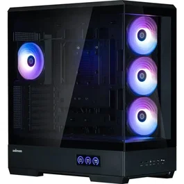 ZALMAN Boîtier PC Gamer P50 DS Moyen Tour ATX Noir avec Panneau en Verre Trempé, 4 Ventilateurs A-RGB, Ports USB-C et USB 3.0 et Affichage HD
