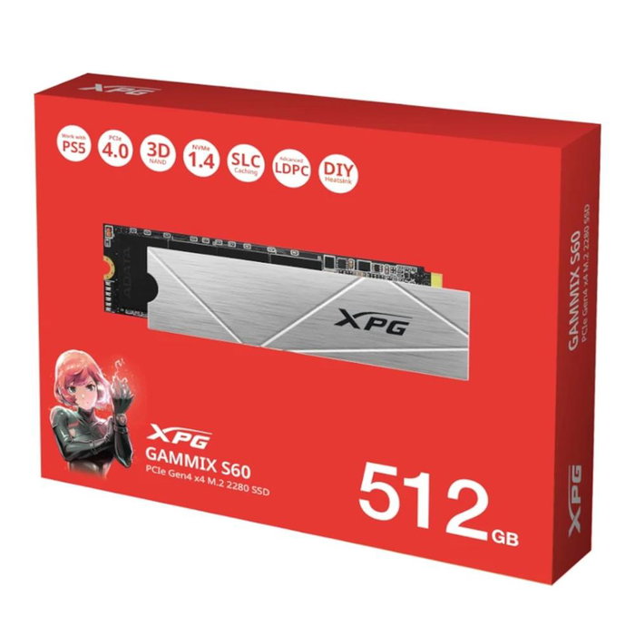 Adata XPG GAMMIX S60 SSD interne 512GB PCIe Gen4x4 M.2