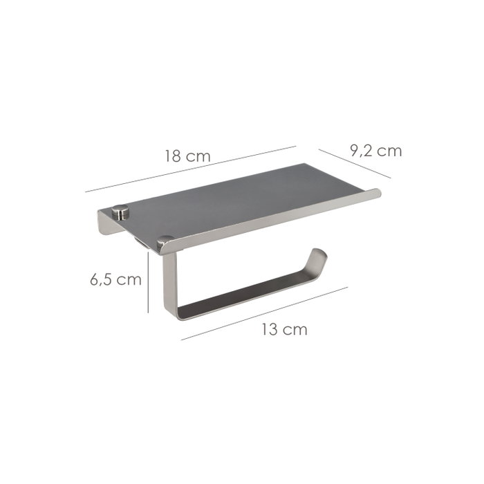 MAURER Porte-rouleau avec étagère pour téléphone, Inox avec finition miroir