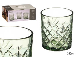 VIVALTO Verre troquelé vert 350ml, lot de 24