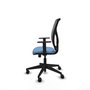 Chaise Motilla Synchro 3 positions tissu Bleu ciel Maille Gris Base pyramidale noire Accoudoir 1D Sans appui-tête Roulettes 65mm nylon