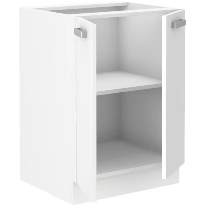 Atlas Meuble bas 2 portes avec 2 tiroirs, cuisine, blanc, bois et panneaux de particules, L 60 x P 52 x H 82 cm, plan de travail non inclus