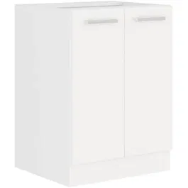 Atlas Meuble bas 2 portes avec 2 tiroirs, cuisine, blanc, bois et panneaux de particules, L 60 x P 52 x H 82 cm, plan de travail non inclus