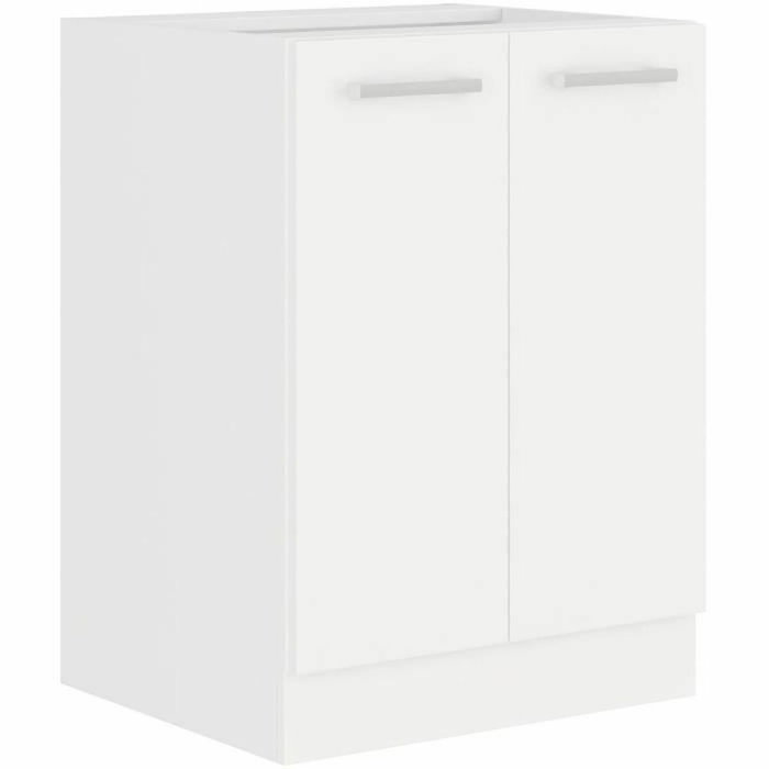Atlas Meuble bas 2 portes - Décor blanc - L60 x P52 x H82 cm