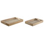 Home ESPRIT Jeu de 2 plateaux apéritif Blanc et Naturel en bois de manguier et MDF, 44 x 29 x 5 cm