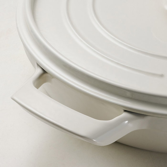 Tramontina Cazuela basse avec couvercle en fonte émaillée, Latte, 30 cm, 3,8 l Tramontina Cazuela basse avec couvercle en fonte émaillée, Latte, 30 cm, 3,8 l