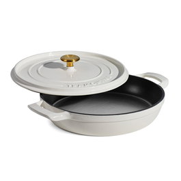 Tramontina Cazuela basse avec couvercle en fonte émaillée, Latte, 30 cm, 3,8 l