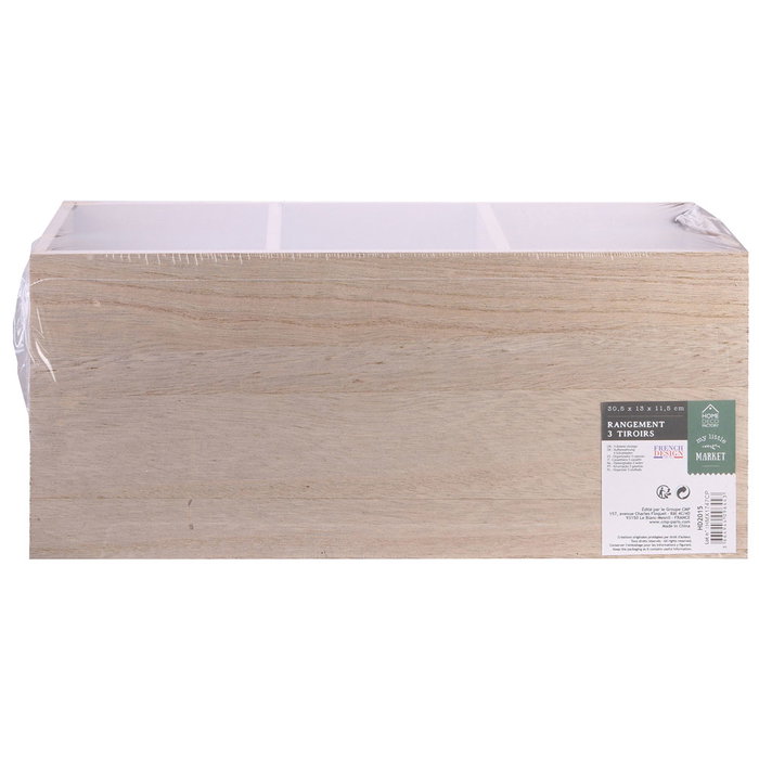 Home Deco Factory Meuble de rangement avec 3 tiroirs et 3 compartiments