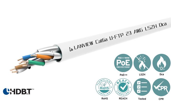 Lanview Cat6a U-FTP HD-BaseT 4x2xAWG23 LSZH blanc 305m, Dca