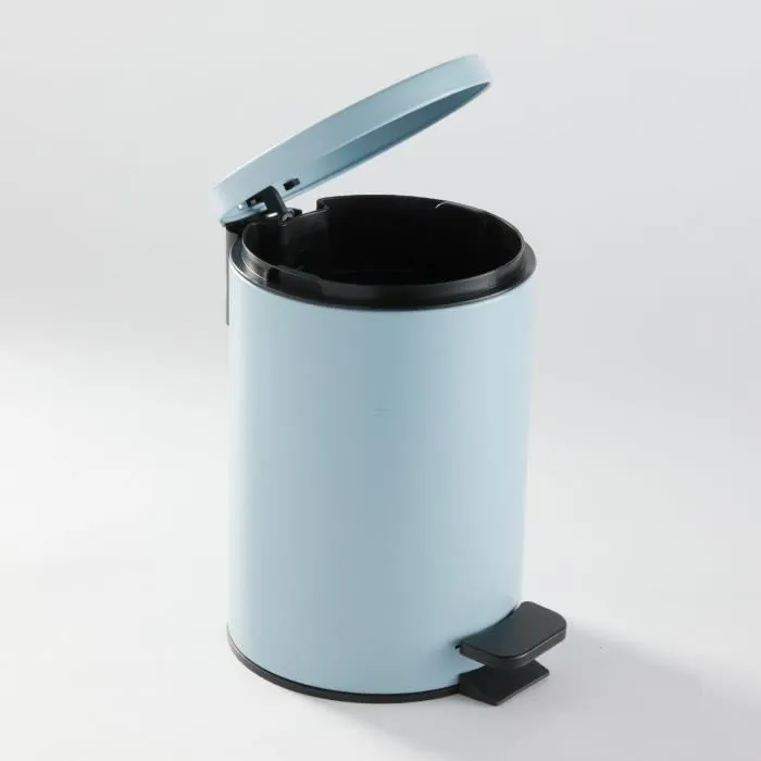 Today Utility - Poubelle de salle de bain avec pédale, 3 L, métal et bac intérieur plastique, Ø 17 x H 25 cm, bleu clair
