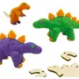 Ses Creative - Pâte à Modeler avec Squelettes Dinosaures en Bois - Kit Créatif Enfant 3 ans+ pour T-Rex, Stégosaure, Tricératops - Orange et Violet
