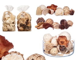 GIFTDECOR Set Pot-pourri 2 Modèles Assortis Blanc-Marron