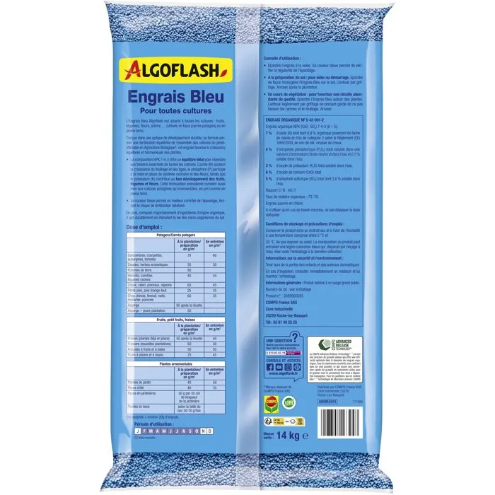 Algoflash Engrais Bleu Universel 14 kg