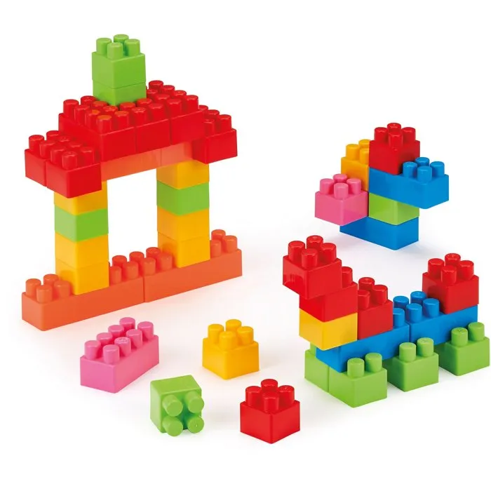 Ecoiffier Sac Tube de 50 Briques de Construction Abrick, Jeu d'Empilage Créatif pour Enfants dès 18 Mois