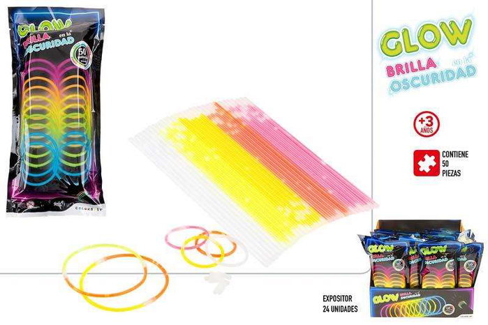 Color Baby - 24 bracelets phosphorescents pour enfants - Brille dans le noir - Plastique - À partir de 3 ans