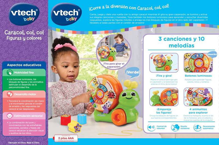 V-TECH Caracol Jouet à tirer Interactif - Formes et Couleurs