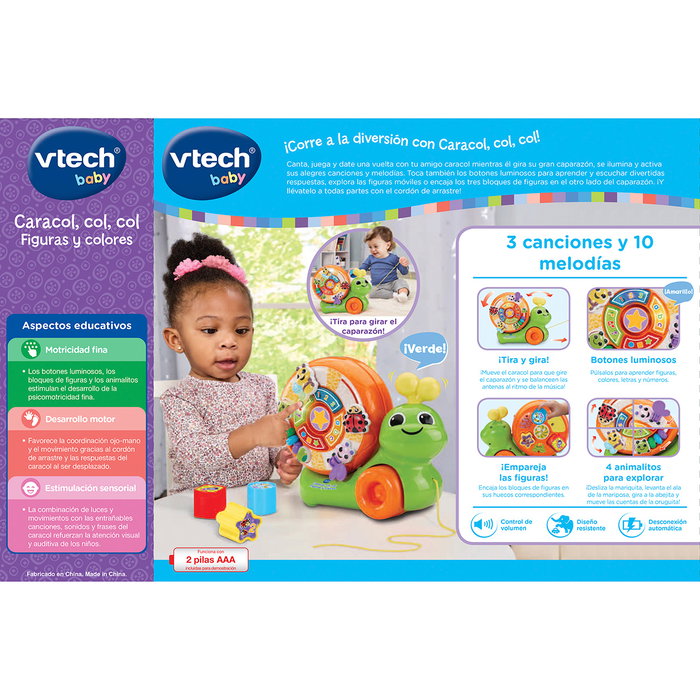 V-TECH Caracol Interactif de Traîne Figues et Couleurs