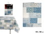 Kinvara Nappe Rectangulaire Loneta Anti-taches 140x180 cm Motif Azulejo Bleu (Set de 6)